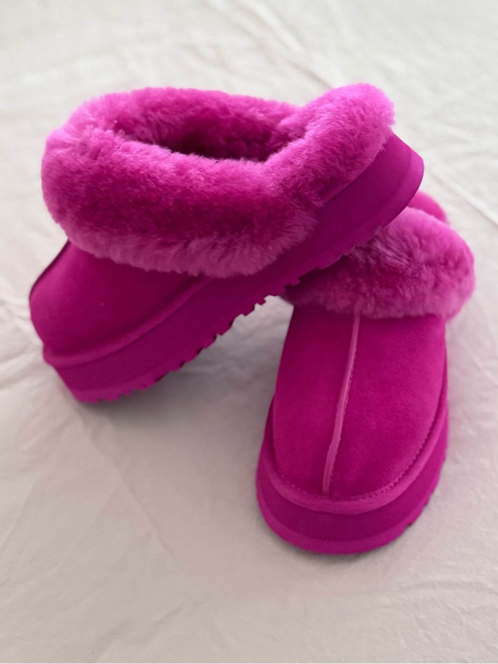 UGG Women's Bright Fuchsia Faux-Fur Mule Slippers